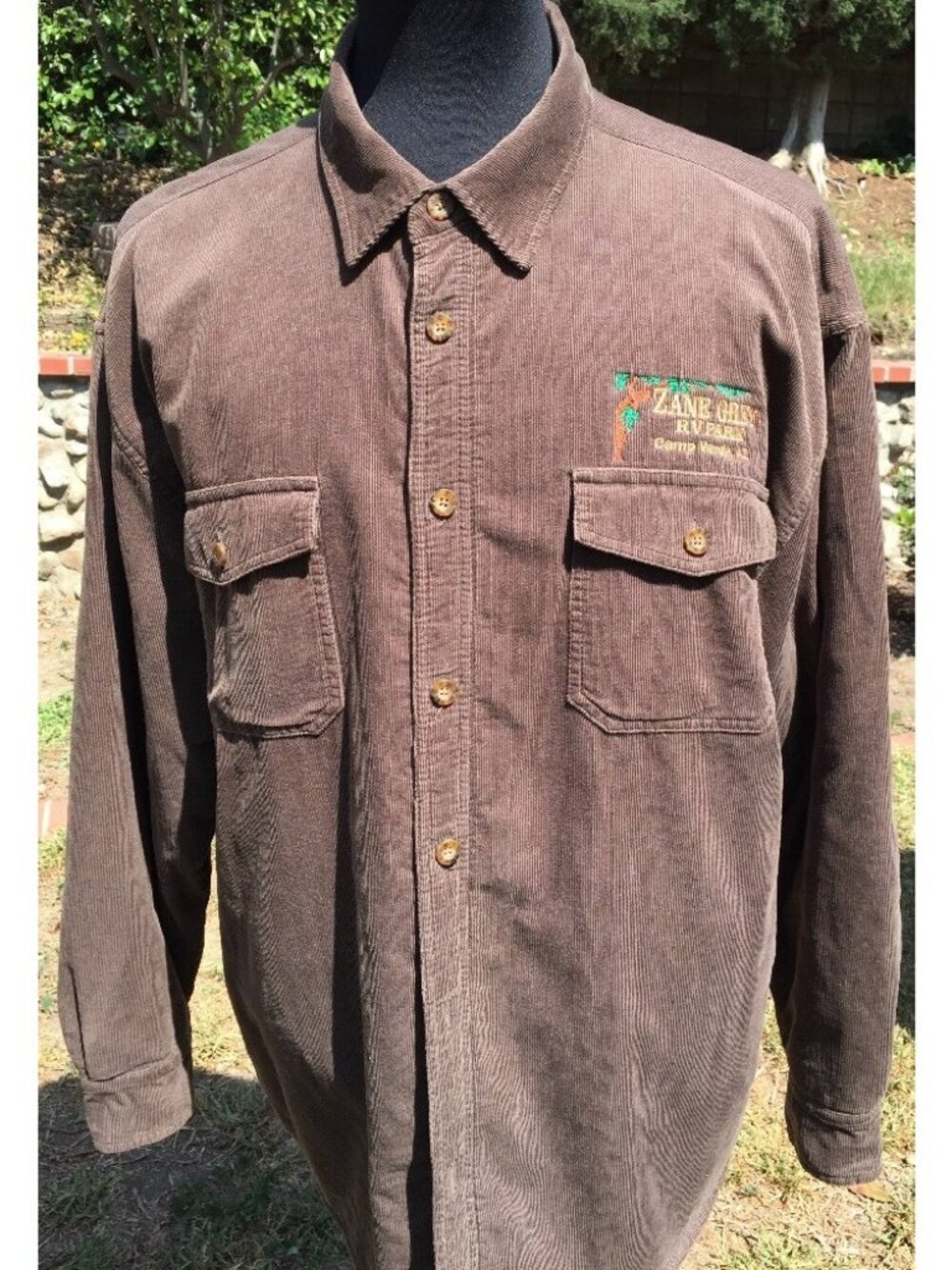 M2~ VINTAGE MEN'S LEVI Brown JACKET SIZE XXL CORDUROY Embr. Camp Verde, AZ.